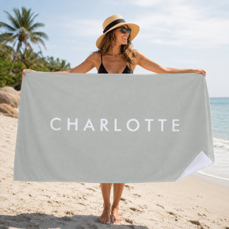 Serviette de plage personnalisée vert sauge modern