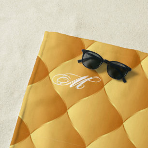 Serviette De Plage Personnaliser de luxe Soft Gold Monogramme