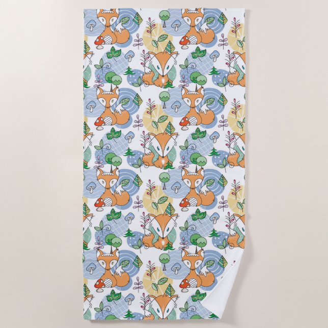 Serviette De Plage Petit motif mignon de Fox (Devant)