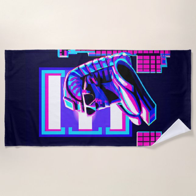 Serviette De Plage Pharaon Synthwave (Devant)