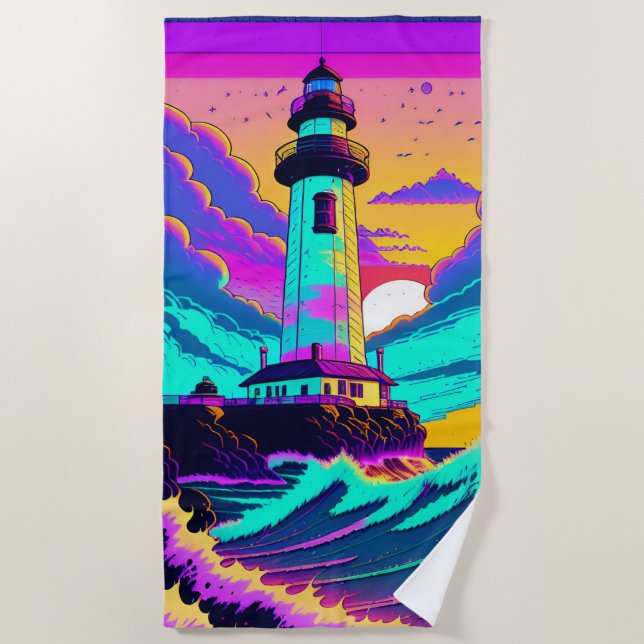 Serviette De Plage Phare coloré (Devant)