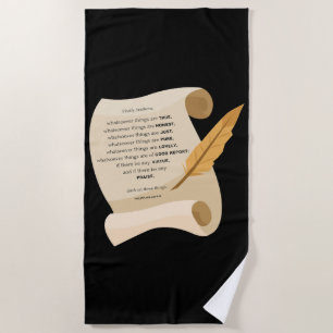 Serviette De Plage Philippiens 4:8 KJV Bible Citation Soll