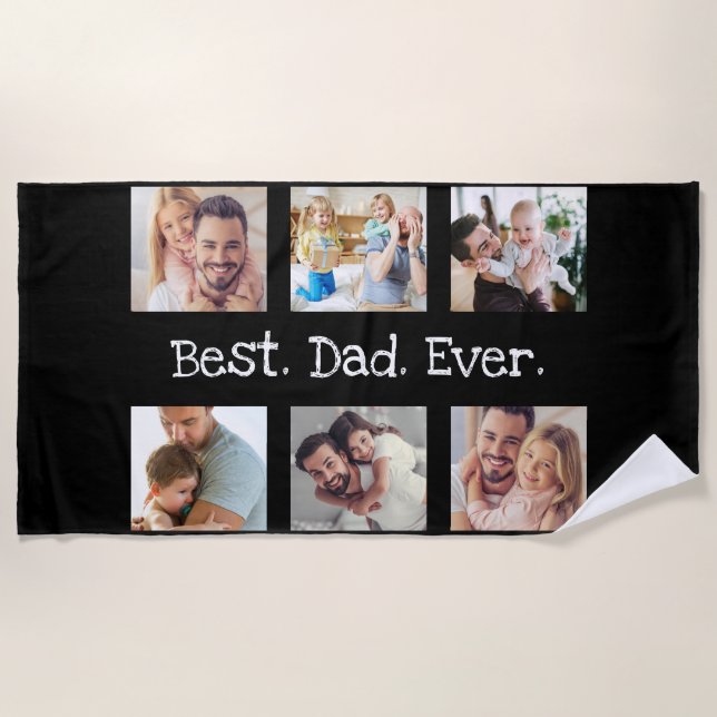 Serviette De Plage Photo Collage Meilleur Papa Jamais Noir Blanc Gard (Devant)