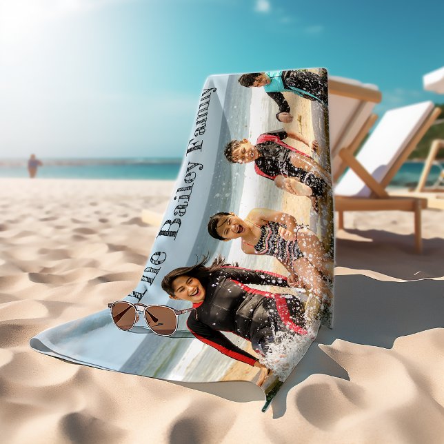 Serviette De Plage Photo personnalisée élégante (Créateur téléchargé)