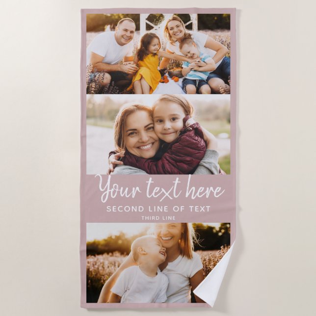 Serviette De Plage Photo personnalisée Famille amis Moderne Fun Blush (Devant)