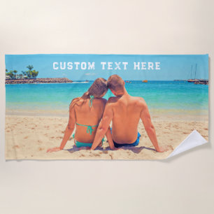 Serviette De Plage Photo personnalisée Texte Plage Serviette Votre Am