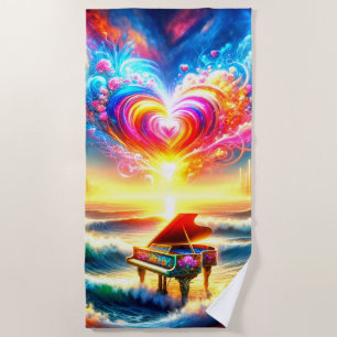Serviette De Plage Piano Art