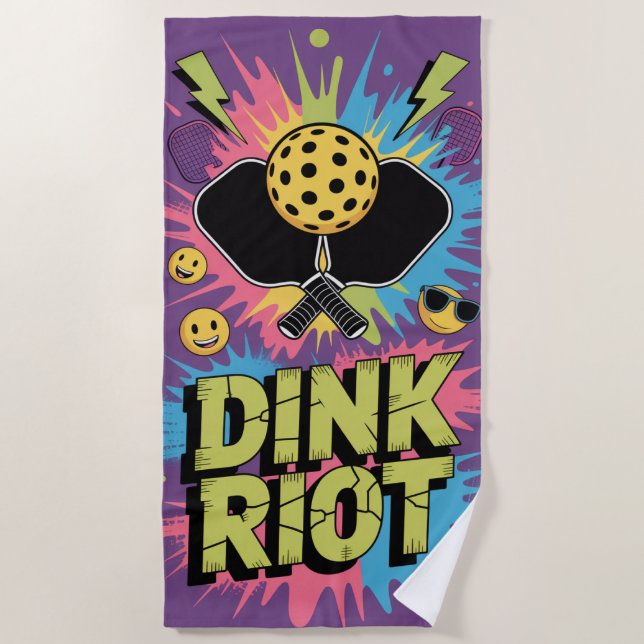 Serviette De Plage Pickleball Dink Riot drôle Urbain Splash