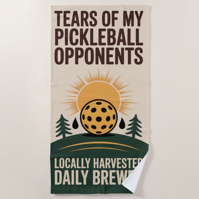Serviette De Plage Pickleball Larmes Opposants Quotidiennement Brasé (Devant)