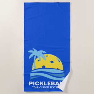 Serviette De Plage Pickleball Tropical Palm Tree Sun Votre texte pers