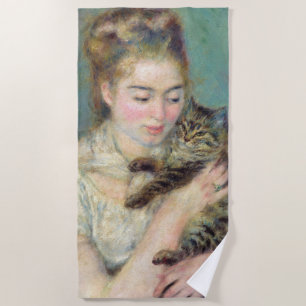 Serviette De Plage Pierre-Auguste Renoir - Femme avec chat
