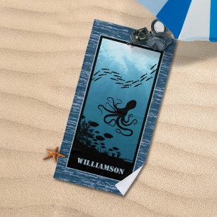 Serviette De Plage Pieuvre Récif Mer Bleue