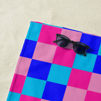 Serviette De Plage Pink and Blue Checkered Print