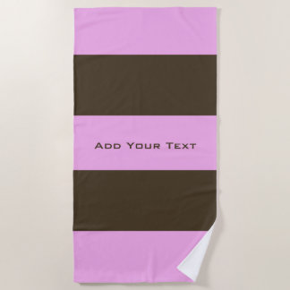 Serviette De Plage Pink and Chocolat Brown Stripes par Shirley Taylor