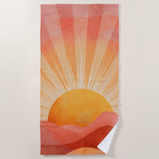 Serviette De Plage Pink and Orange Boho Sunrise