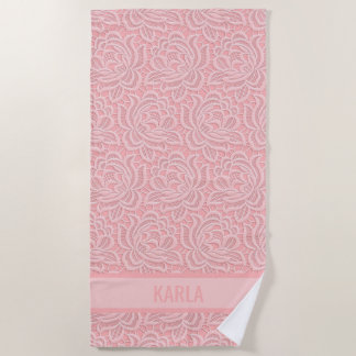 Serviette De Plage Pink Bridal Faux Lace Bachelorette 