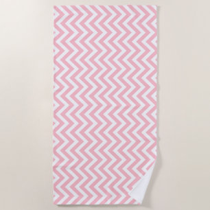 Serviette De Plage Pink et blanc Moyen Vertical Chevron Stripes