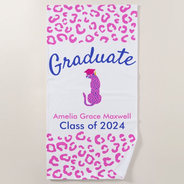Serviette De Plage Pink Leopard Beach Towel (Devant)