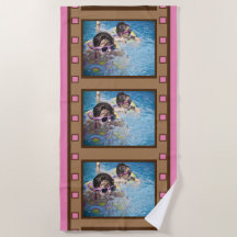 Pink Retro Film Strip Photo Plage Serviette