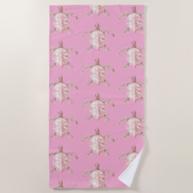 Serviette De Plage Pink Sea Turtles (Devant)