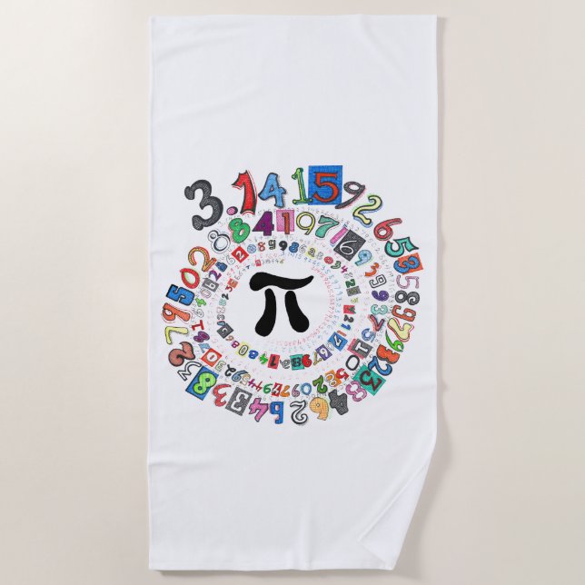 Serviette De Plage Pirale colorée de Pi calculée (Devant)