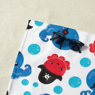 Serviette De Plage Pirate Octopus, Motif de pieuvre, Animaux de mer