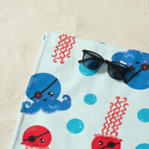 Serviette De Plage Pirate Octopus, Pirate Jellyfish, Sea Animaux