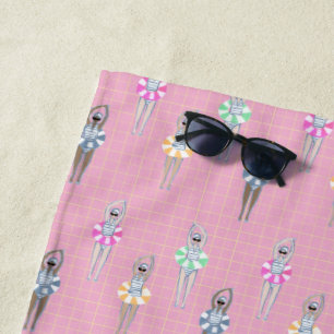 Serviette De Plage Piscine Artistique Moderne Rose