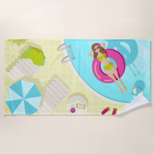 Serviette De Plage Piscine fille en bikini plage d'été