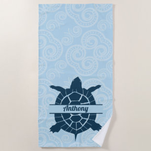 Serviette De Plage Piscine personnalisée Tortue bleue 