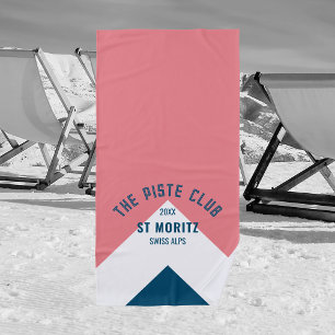 Serviette De Plage Piste Club Pink Blue Peak Ski d'hiver personnalisé
