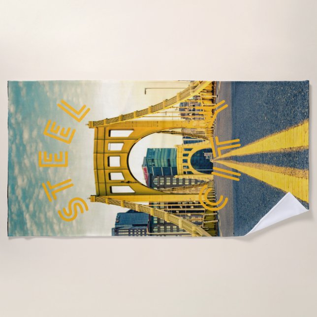 Serviette De Plage Pittsburgh Steel City Skyline Bridge Pennsylvanie  (Devant)