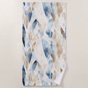 Serviette De Plage Plage Abstraite de crème bleue
