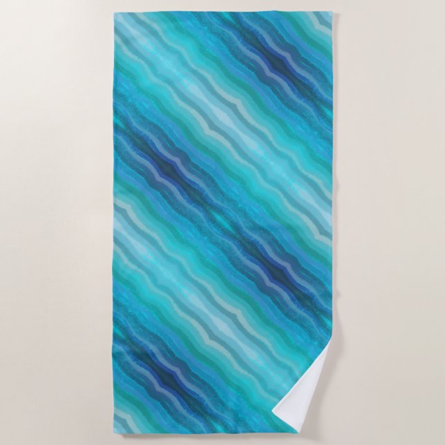 Serviette De Plage Plage Côtière Vagues Salées Sur Turquoise (Devant)