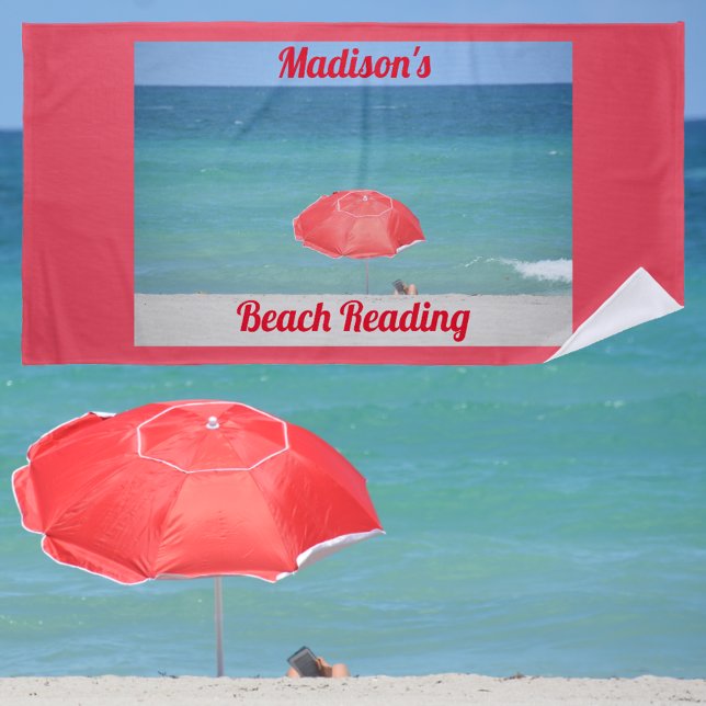 Serviette De Plage Plage de bord de mer Lecture rouge (Créateur téléchargé)