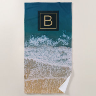 Serviette De Plage Plage de sable de mer bleu turquoise tropicale Flo