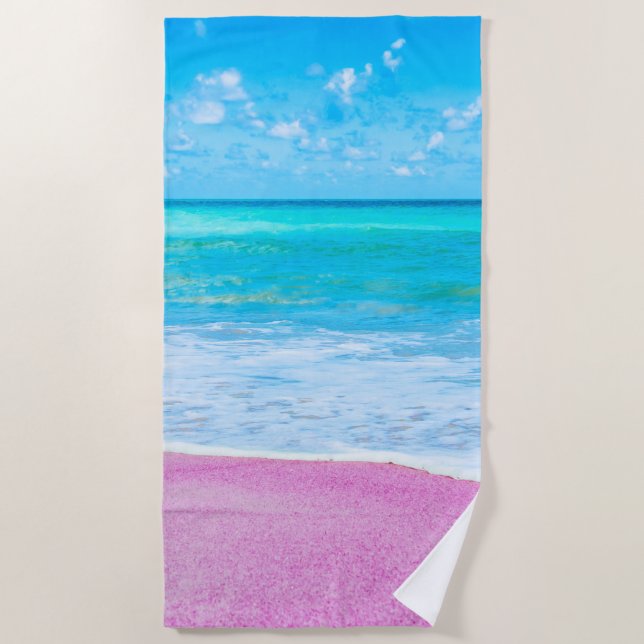 Serviette De Plage Plage de sable rose (Devant)