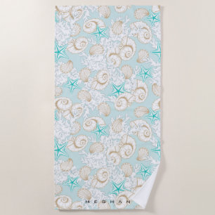 Serviette De Plage plage de sable turquoise du littoral Monogram