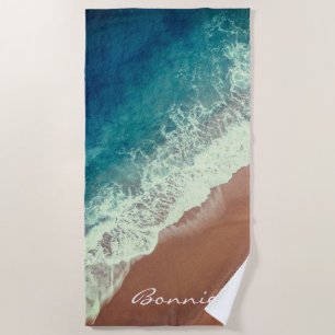 Serviette De Plage Plage d'eau de mer sable fin