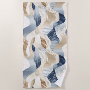 Serviette De Plage Plage des vagues Abstraites de crème bleue