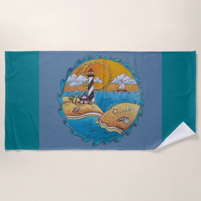 Serviette De Plage Plage d'été amusant soleil bord de mer côte (Devant)