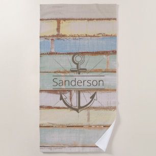 Serviette De Plage Plage d'été Patinée côtière Nautique Bois