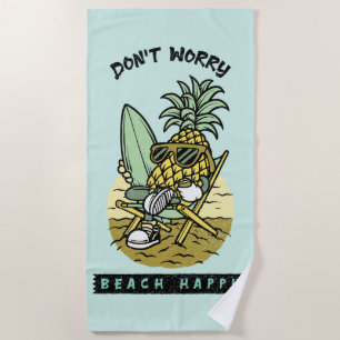 Serviette De Plage Plage Ne T'inquiète Pas Heureux – Drôle Surfeur Pi