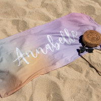 Plage simple rose arc-en-ciel pastel monogramme