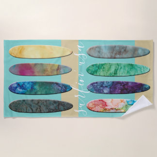 Serviette De Plage Plage Towel Surfboards dans le sable
