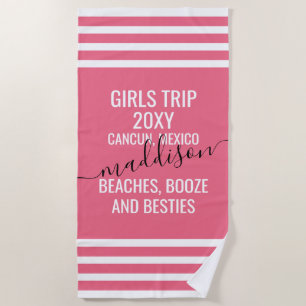 Serviette De Plage Plages Alcool Meilleures Amies Voyage Fille Nom Ro