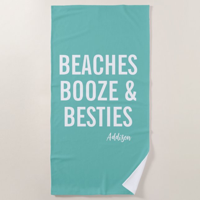 Serviette De Plage Plages Booze & Besties Turquoise Beach Towne (Devant)