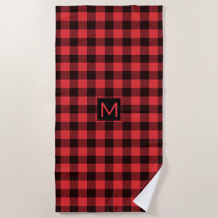 Serviette De Plage Plaid de Buffalo avec Monogramme