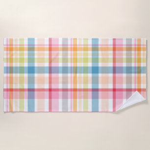 Serviette De Plage Plaid pastel brillant multicolore tartan de clan