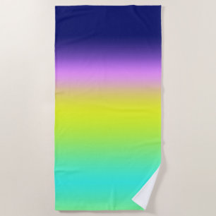 Serviette De Plage Planche de couleurs d'été Ombre violet jaune vert